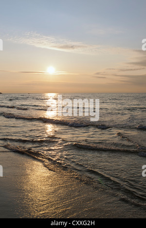 Coucher du soleil à la plage, hirtshals, Danemark, Europe Banque D'Images