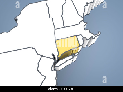 Site du Connecticut, CT, USA, United States of America, contour, 3D illustration Banque D'Images