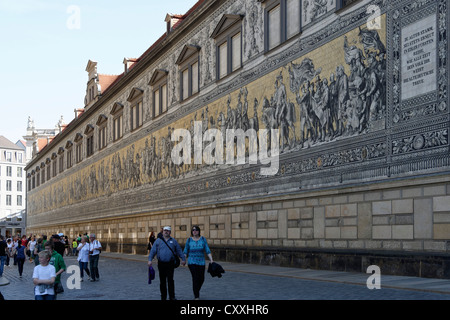 Fuerstenzug, Procession des Princes, murale, rue Schlossstrasse, Dresde, Saxe Banque D'Images