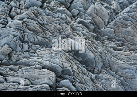 Les couches rocheuses, basalte, grotte Hálsanefshellir plage Reynisfjara qui jouit à Vik í Mýrdal, Côte Sud, Islande, Europe Banque D'Images