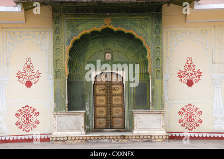 Entrée privée, Chandra Mahal City Palace, Jaipur, Rajasthan, Inde du nord, Inde, Asie du Sud, Asie Banque D'Images