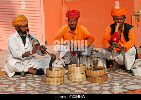 Charmeurs, palais des vents, le Hawa Mahal, Jaipur, Rajasthan, Inde du nord, l'Asie Banque D'Images