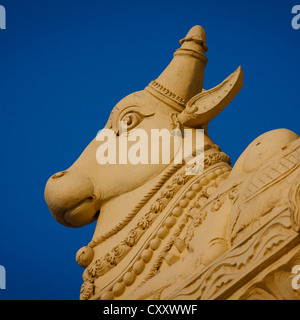 Tête d'un taureau Nandi sculptés, Shiva's Mount, Mysore, Inde Banque D'Images