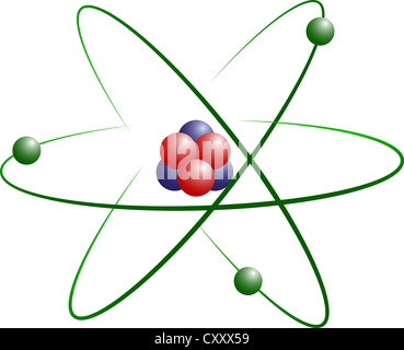 Modèle de l'atome de lithium et des protons, neutrons et électrons Banque D'Images