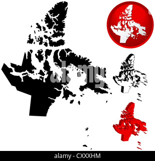 Carte détaillée du Nunavut, Canada avec plusieurs variations Banque D'Images