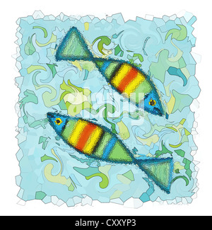 Horoscope, poisson, signe du zodiaque, illustration Banque D'Images