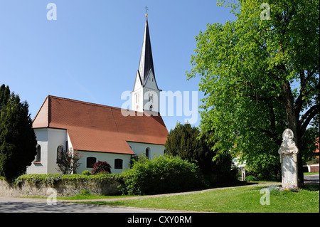 Église paroissiale de Saint Jean Baptiste, Rott am Lech, le lac Ammer région, cinq lacs, Upper Bavaria, Bavaria, PublicGround Banque D'Images