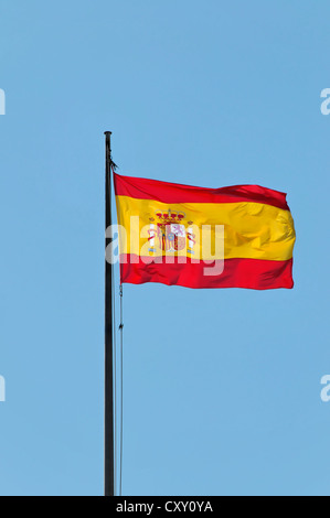 Drapeau espagnol dans le vent, Madrid, Spain, Europe Banque D'Images