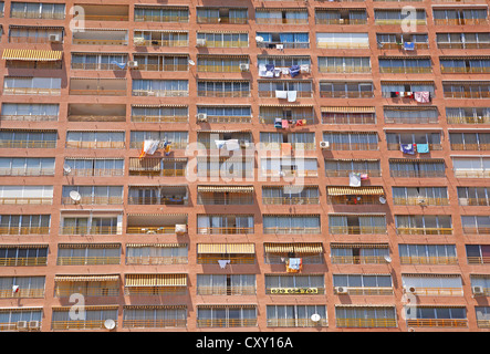 Tour d'habitation sur la plage de Playa Poniente, Benidorm, Costa Blanca, Espagne, Europe Banque D'Images