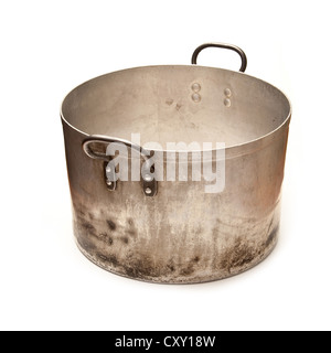 Large metal casserole casserole isolated on a white background studio. Banque D'Images