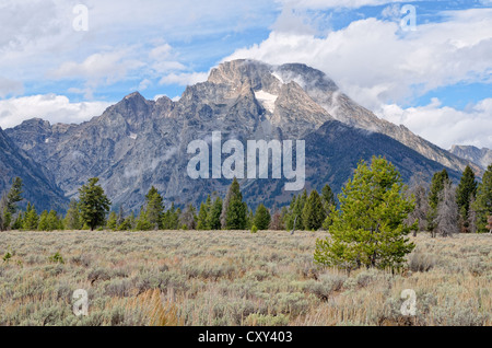 Vues du Mont Moran de la Teton Park Road, Grand Teton National Park, Wyoming, USA Banque D'Images
