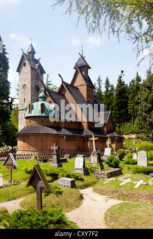 Wang temple norvégien à Karpacz, Pologne. Il a été construit au xiie siècle en Norvège Banque D'Images