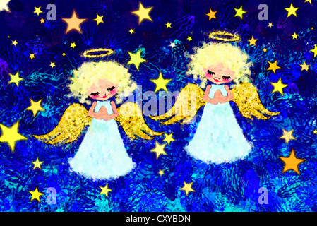 Les anges fidèles à mains jointes, de l'infographie, illustration Banque D'Images