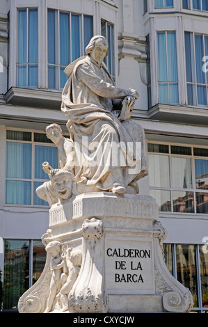 Monument au poète Calderon de la Barca, Plaza de Santa Ana, Madrid, Espagne, Europe, PublicGround Banque D'Images