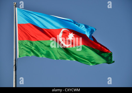 Drapeau national de l'Azerbaïdjan, du Caucase, du Moyen-Orient, d'Asie Banque D'Images