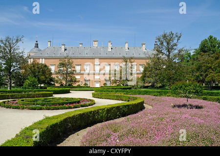 Le Palacio Real, le Palais Royal, le Jardin de la Isla, Royal Park, des jardins botaniques, Aranjuez, Espagne, Europe Banque D'Images