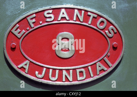 Du côté de la cabine de la plaque de 5'3'' Stuart Kerr jauge frein vapeur sur les moteurs de la section de câble du fer Santos-Jundiai. Banque D'Images