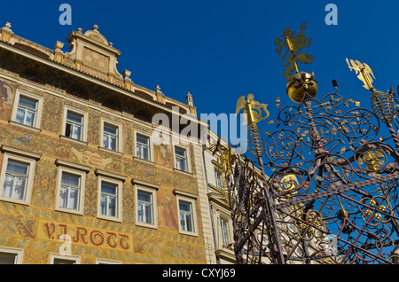 Façade magnifiquement restauré, Prague, République Tchèque, Europe Banque D'Images