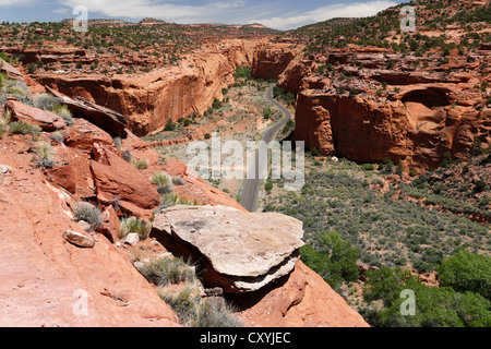 Red Canyon dans le Canyon Long, Wingate Sandstone de Glen Canyon Groupe, Burr Trail Road, Utah, USA Banque D'Images