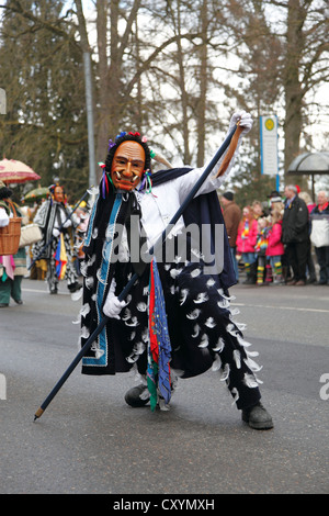 Federahannes, carnaval traditionnel de caractère, fool's jump dans Rottweil Rottweil, carnaval, carnaval de Swabian-Alemannic Banque D'Images