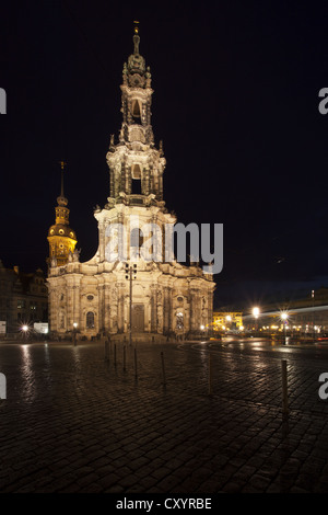 Église Hofkirche, l'Église catholique de la Cour Royale de Saxe, Kathedrale Sanctissimae Trinitatis, Cathédrale de la Sainte Trinité Banque D'Images