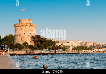 La ville de Thessalonique en Grèce et de la tour Blanche Banque D'Images