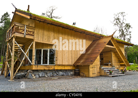 Nouvelle construction d'une maison viking en Suède, Västerås, frosakersbrygga Banque D'Images