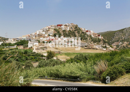 Vue de la ville sainte de Moulay Idriss Idris ou Bled, Meknès, Meknès-Tafilalet, Maroc, Maghreb, Afrique du Nord, Afrique Banque D'Images