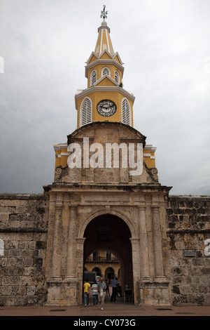 Puerta del Reloj, entrée principale, Cartagena de Indias, Ciudad amurallada, Colombie Banque D'Images