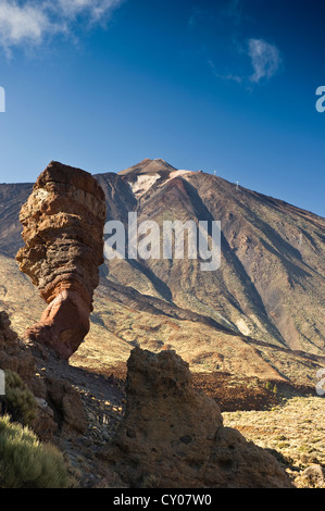 Los Roques et le sommet du mont Teide, le Mirador de Chio, le Parc National du Teide, Tenerife, Canaries, Espagne, Europe Banque D'Images