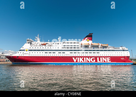 Viking Line ferry amarré dans le port d'Helsinki, Helsinki, Finlande Banque D'Images
