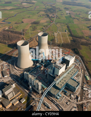 Vue aérienne, Westfalen Power Station, RWE Power, Hamm-Uentrop, Ruhr, Rhénanie du Nord-Westphalie Banque D'Images