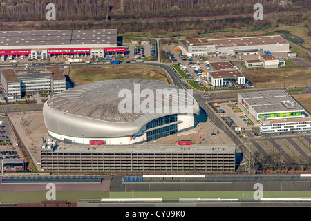 Vue aérienne, ISS Dome, event hall, Düsseldorf, Rhénanie-du-Nord - Westphalie, Banque D'Images