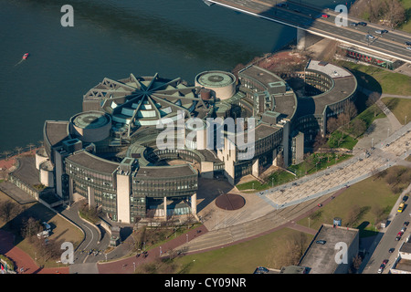 Vue aérienne, le parlement de l'état près de la tour de télévision, Düsseldorf, Rhénanie-du-Nord - Westphalie, région Banque D'Images