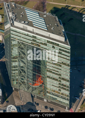 Vue aérienne, Stadttor office tower, Düsseldorf, Rhénanie-du-Nord - Westphalie, région Banque D'Images