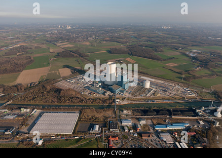 Vue aérienne, EON Datteln 4, power plant, Datteln, Ruhr, Rhénanie du Nord-Westphalie Banque D'Images