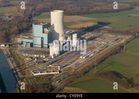 Vue aérienne, EON Datteln 4, power plant, Datteln, Ruhr, Rhénanie du Nord-Westphalie Banque D'Images