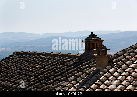 À l'échelle du paysage toscan de toit, Volterra Toscane Italie Banque D'Images