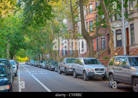 Brownstone en rangée dans le quartier de Park Slope à Brooklyn, New York Banque D'Images