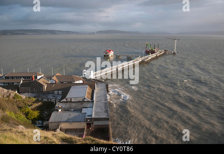 Le travail de la structure de l'édifice qui aura lieu le Mumbles Pier près de Swansea, Royaume-Uni. Banque D'Images