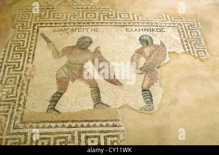 Mosaïque dans la maison des gladiateurs, site romain antique Kourion Banque D'Images