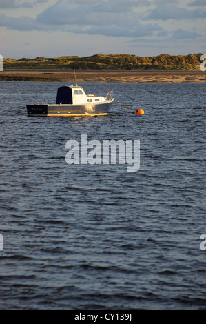 Bateau de pêche amarré dans l'estuaire de Dovey portrait Banque D'Images