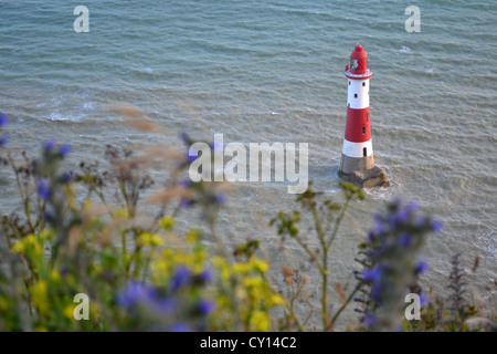 Vue sur les falaises de Beachy Head phare près de Eastbourne, East Sussex, Angleterre. Banque D'Images