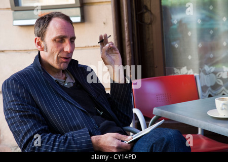 L'écrivain s'en ancien WW2 campTerezin, République Tchèque Banque D'Images