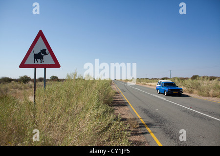 La route au nord de Windhoek, Namibie Banque D'Images