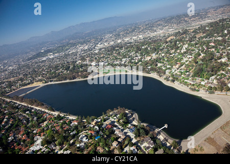 Réservoir du Lac d'argent, près du centre-ville de Los Angeles. Banque D'Images