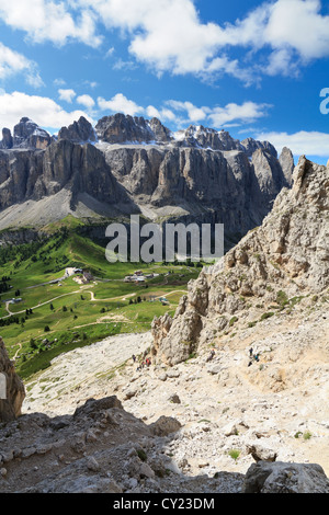 Paysage d'été et mont Sella Gardena et passer de groupe Cir, Dolomites italiennes Banque D'Images