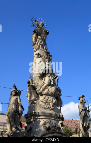 Roumanie, Timisoara, Piata Libertatii, Vierge Marie et saint Népomucène statue, Banque D'Images