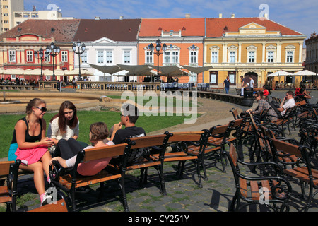 Roumanie, Timisoara, Piata Unirii, les gens, Banque D'Images