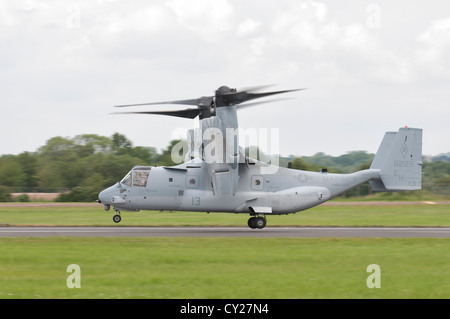 Bell Boeing V-22 Osprey numéro 13 de l'escadron 264 à rotors basculants moyen Maritime Le Black Knights fait un atterrissage en douceur. Banque D'Images